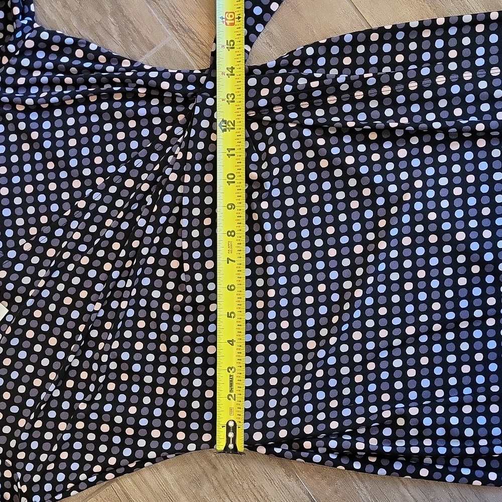 Anne Klein Navy and White Polka Dot Long Sleeve Wrap Dress - Picture 10 of 14
